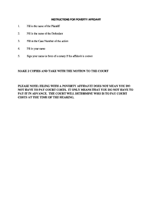 Poverty Affidavit for Court Costs