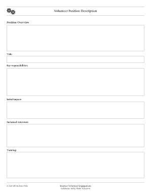 Volunteer Position Description Form