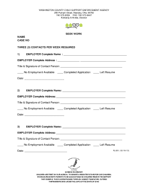 Ohio Child Support Employment Verification Form