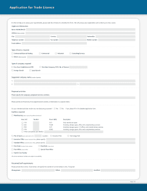 Application for Trade Licence