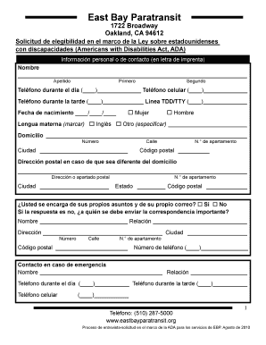 Solicitud de elegibilidad en el marco de la Ley sobre estadounidenses con discapacidades (Americans with Disabilities Act, ADA)