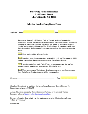Virginia Selective Service Compliance Form