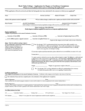 Rock Valley College Degree or Certificate Application