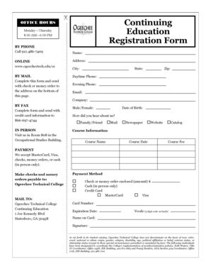 Ogeechee Technical College Registration Form