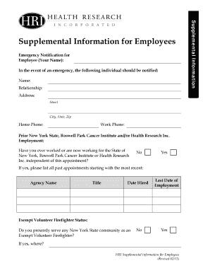Supplemental Information for Employees