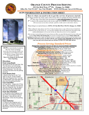 Orange County Process Serving Information Sheet