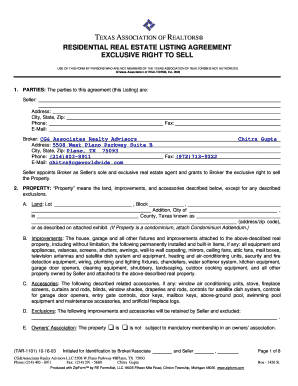 Texas Residential Real Estate Listing Agreement