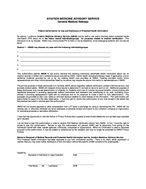 Aviation Medicine Advisory Service General Medical Release