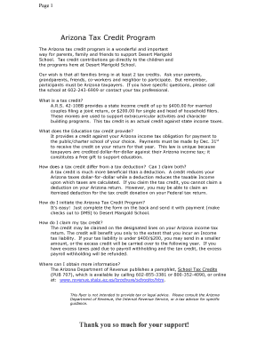 Arizona Tax Credit Contribution Form