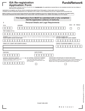 UK ISA Re-registration Application Form