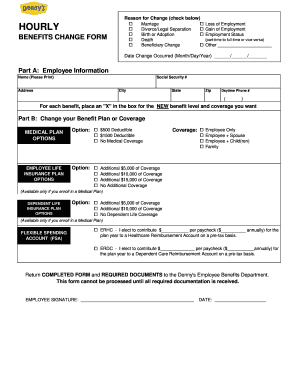 Denny's Benefits Change Form