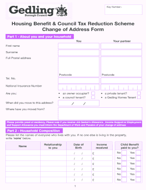 UK Housing Benefit Change of Address Form