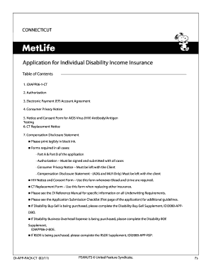 Connecticut Individual Disability Income Insurance Application