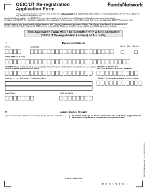 OEIC/UT Re-registration Application Form