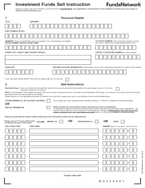 Investment Funds Sell Instruction Form
