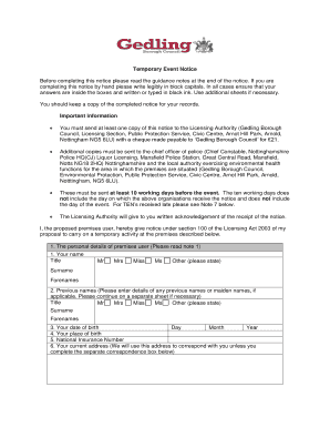 Temporary Event Notice