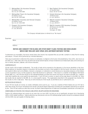 Notice and Consent for Blood Testing and Disclosure