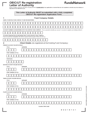 OEIC/UT Re-registration Letter of Authority