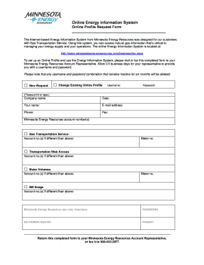 Online Energy Information System Profile Request Form