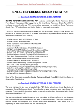 Rental reference check form pdf - tolianbiz Home
