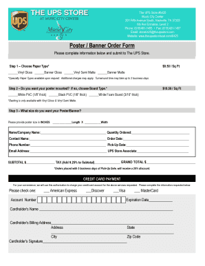 Poster Banner Order Form