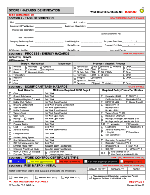 Work Control Certificate