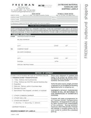 Freeman Outbound Shipping Form