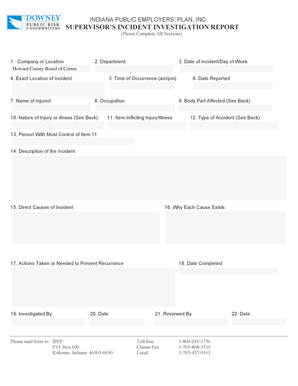 Supervisor's Incident Investigation Report