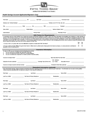 Health Savings Account Application