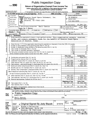 Form 990 2008 Tax Exempt Organization Return