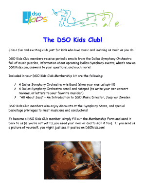 DSO Kids Club Membership Form