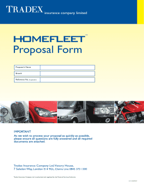 Tradex Insurance Company Vehicle Proposal Form