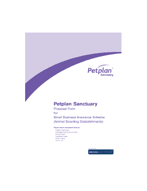 Petplan Sanctuary Small Business Insurance Proposal Form