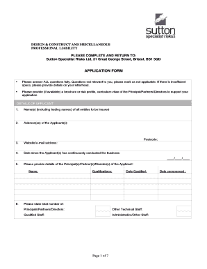 Professional Liability Application Form