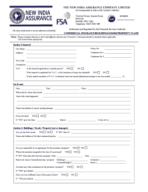 Commercial Insurance Claim Form