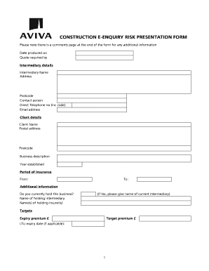 Construction E-Enquiry Risk Presentation Form