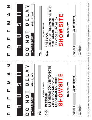 Freeman Exhibitor Shipping Label