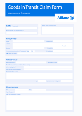 Goods in Transit Claim Form