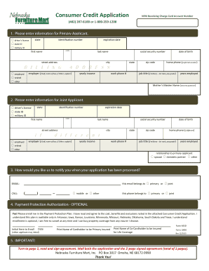 Nebraska Furniture Mart Revolving Charge Card Application