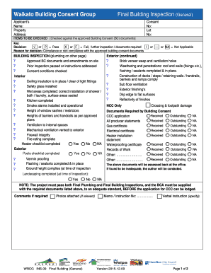 New Zealand Final Building Inspection Form