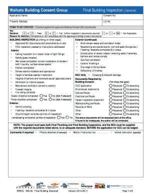 Final Building Inspection Form