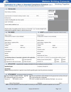 New or Amended Compliance Schedule Form 11