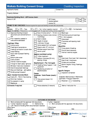 New Zealand Cladding Inspection Form