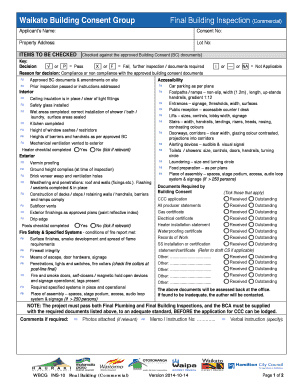 Final Building Inspection Form (Commercial)