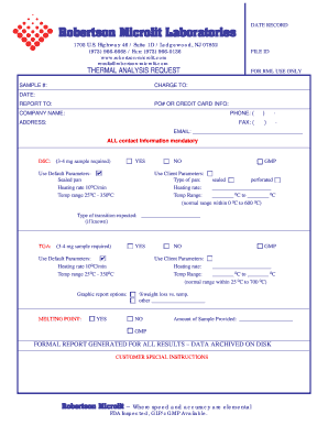 Thermal Analysis Request Form