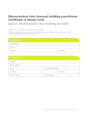 Certificate of Design Work