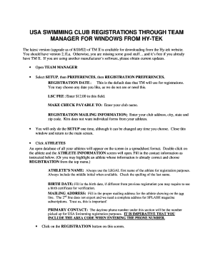 USA Swimming Club Registration Form