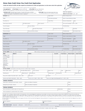 Maine State Credit Union Visa Credit Card Application