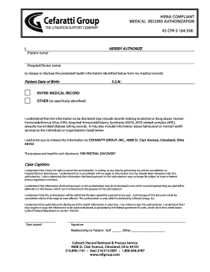 HIPAA Compliant Medical Record Authorization