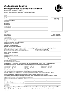 Young Learner Student Welfare Form